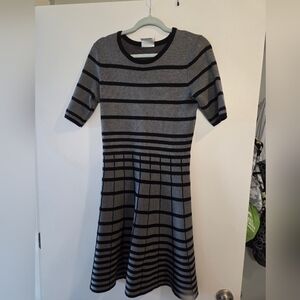 Elegant Gray Striped Dress